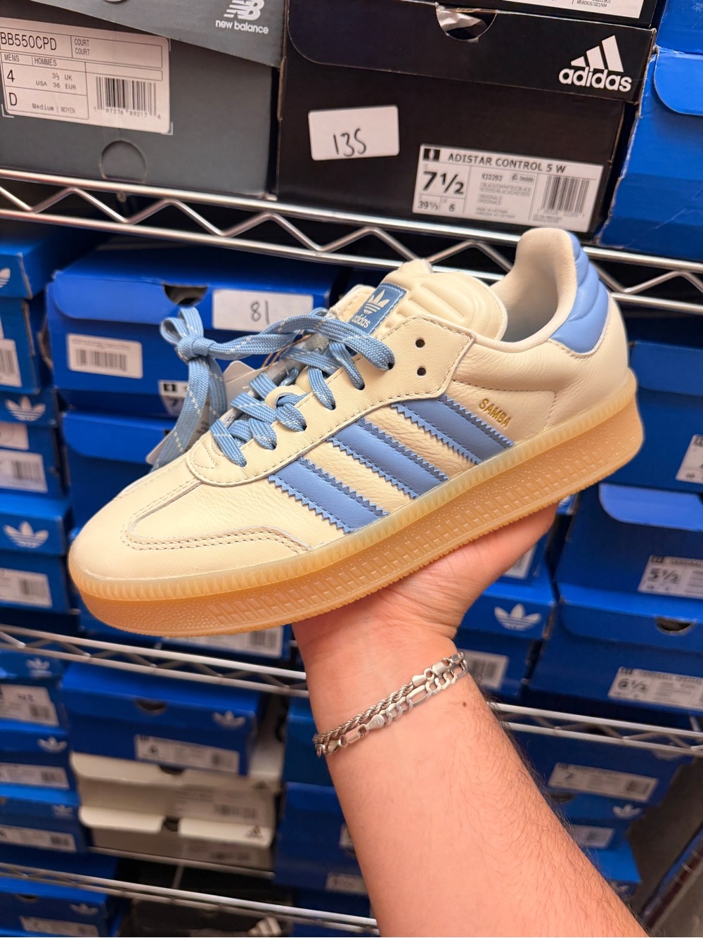 adidas Samba XLG Sneakers - Cream & Light Blue